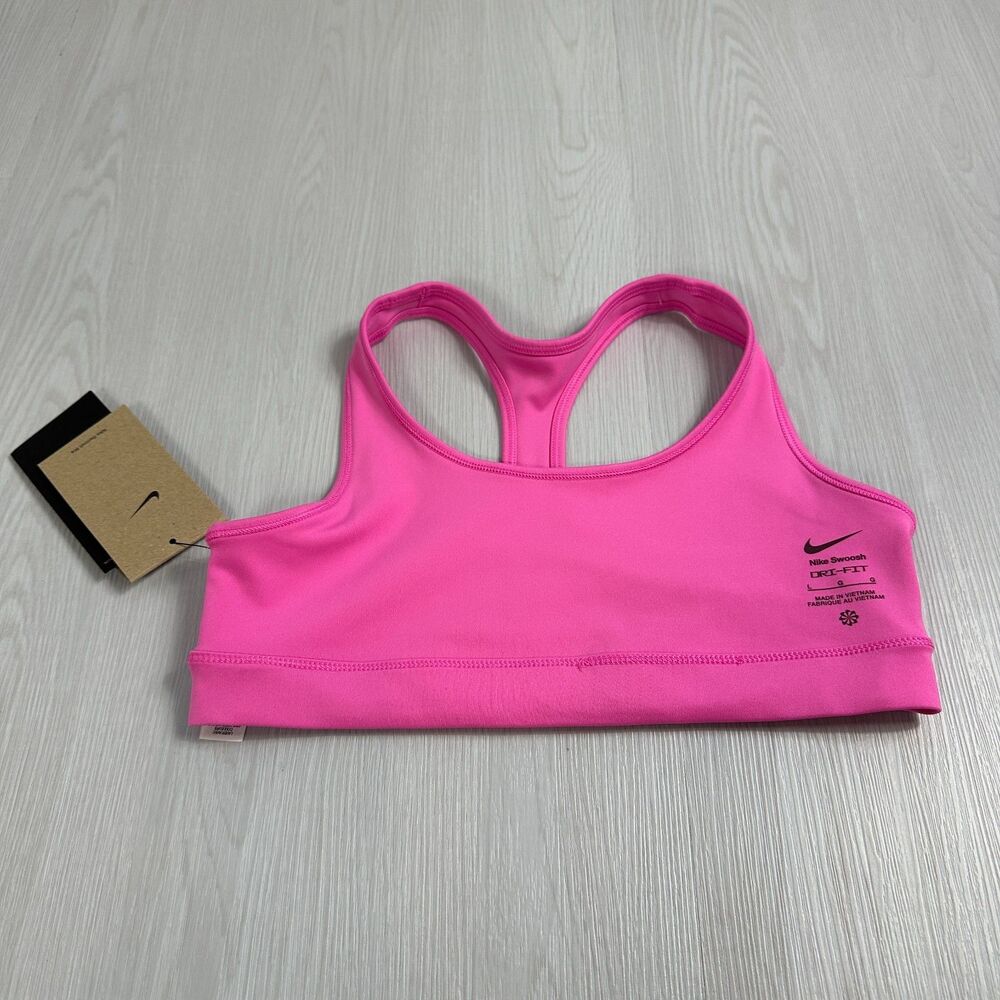 Nike Dri Fit Swoosh Sports Bra Pink Racerback Medium Support Kids L NWT Barbie